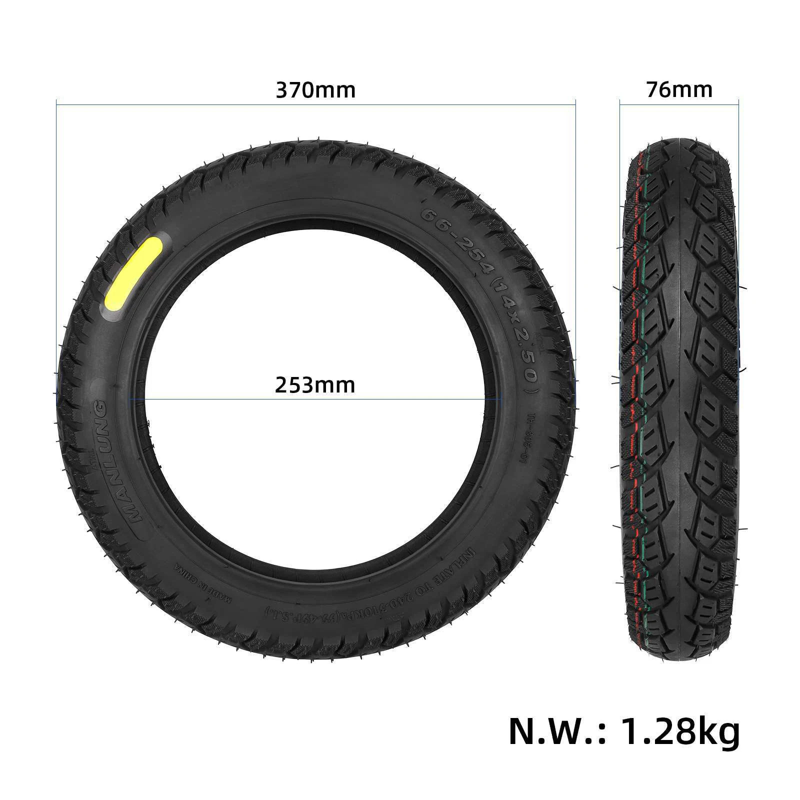 14x2.50 Tubeless Tire High Rubber Content 14 Inch Tire 14*2.50 Electric Bicycle Scooter Tires other wheels accessories