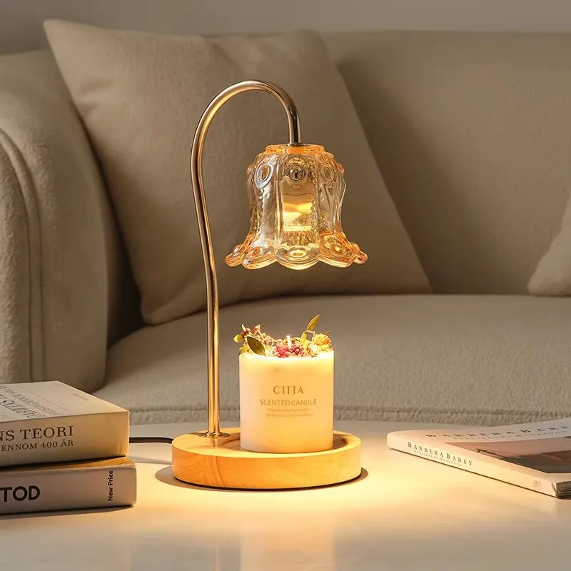 Electric Wax Melt Burner Glass Warmer Candle Lamp with Timer Romantic Night Light Heat Melting