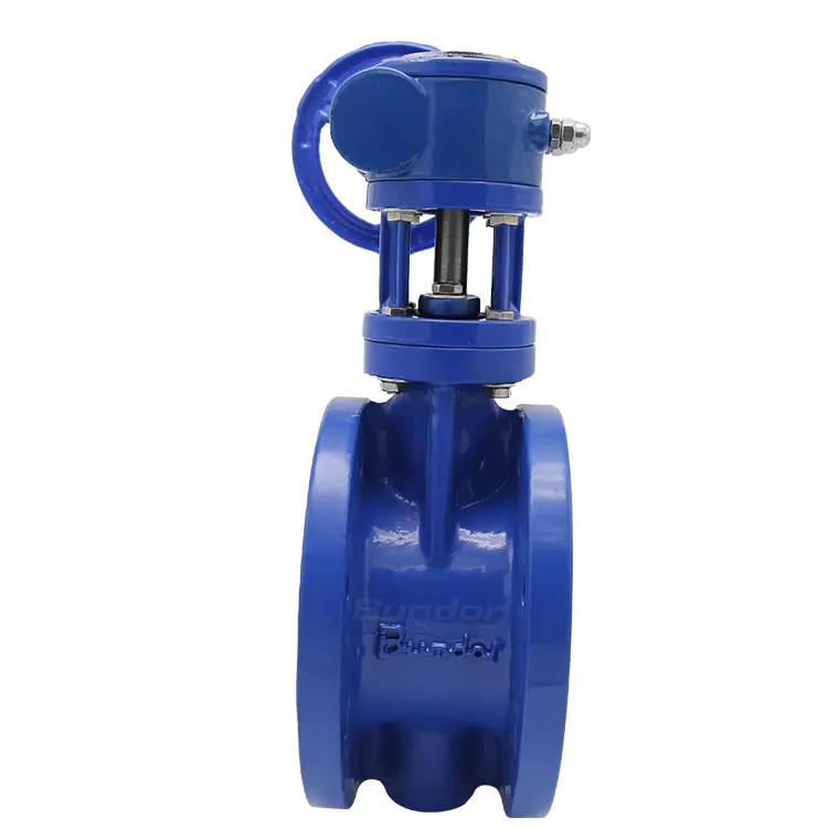 
Bundor EPDM Lined rubber seat double flanged double eccentric worm gear atuator butterfly valve supplier 
