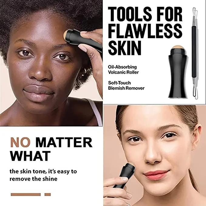 Wholesale Portable Mini Oil-Absorbing Volcanic Stone Face Roller Volcanic Stone Oil Absorber Roller