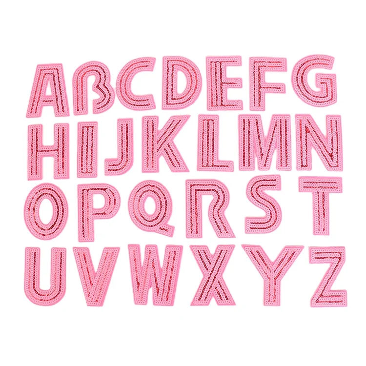Wholesale custom sequins A-Z English letter alphabet patch applique iron on colorful 8 cm sequin letter patch for clothing