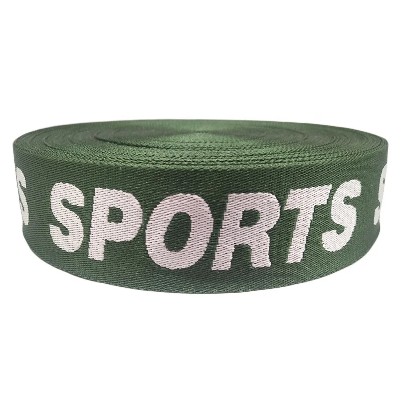 Small Moq 38MM Customized Fashion Logo Woven Jacquard Polyester Nylon Waterproof Webbing Strap For Handle Backpack Bags