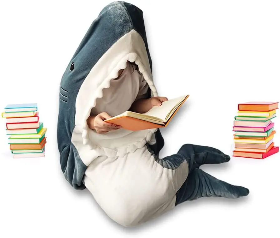 Shark Blanket Super Soft Cozy Flannel Hoodie Shark Sleeping Bag Shark Tail Wearable Fleece Throw Blanket Adult Kids