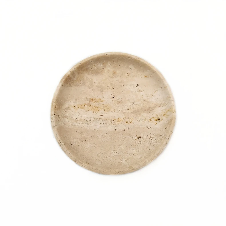 Natural Rome Travertine Round Shape Soap Dish 10cm diameter Soap Tray