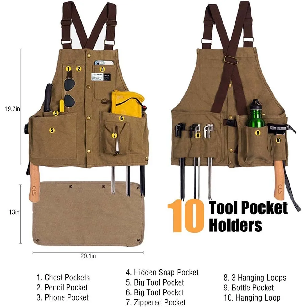 Handmade Craftsman Double Shoulder Washable Canvas Apron Luxury Coffee Restaurant Milk Tea Barber Waiter, Male