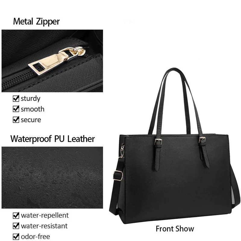 Yuhong Laptop Bag for Women Waterproof Lightweight Leather 15.6 Inch Computer Tote Bag Business Office Briefcase Large Capacity