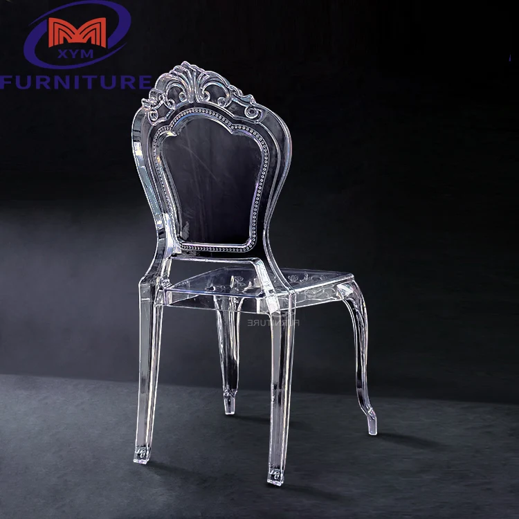 Hotel Chair Dining Chairs Hotel Furniture Transparent Clear Plastic Stainless Steel for Events Modern One Piece Design 4pcs/ctn