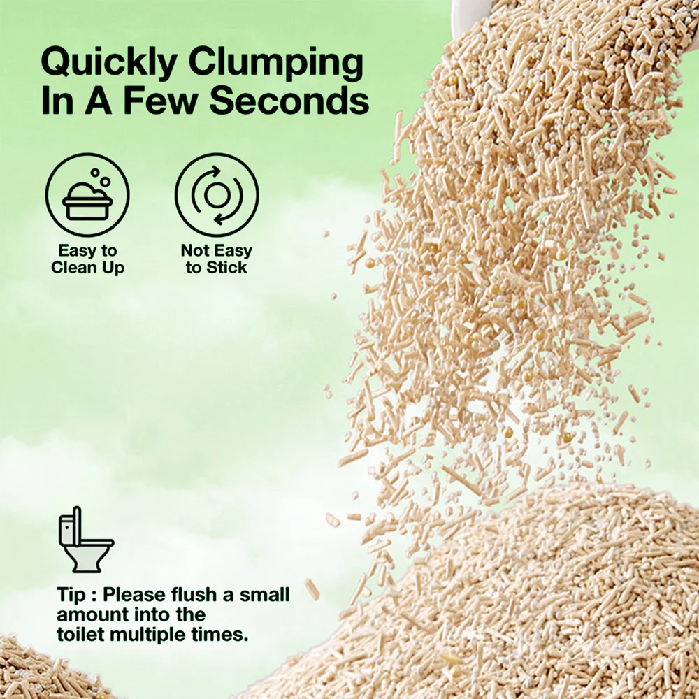 Natural Odor Control Tofu Cat Litter Fast Clumping Strong Absorbent Water Flushable Cat Litter 5.5lbs