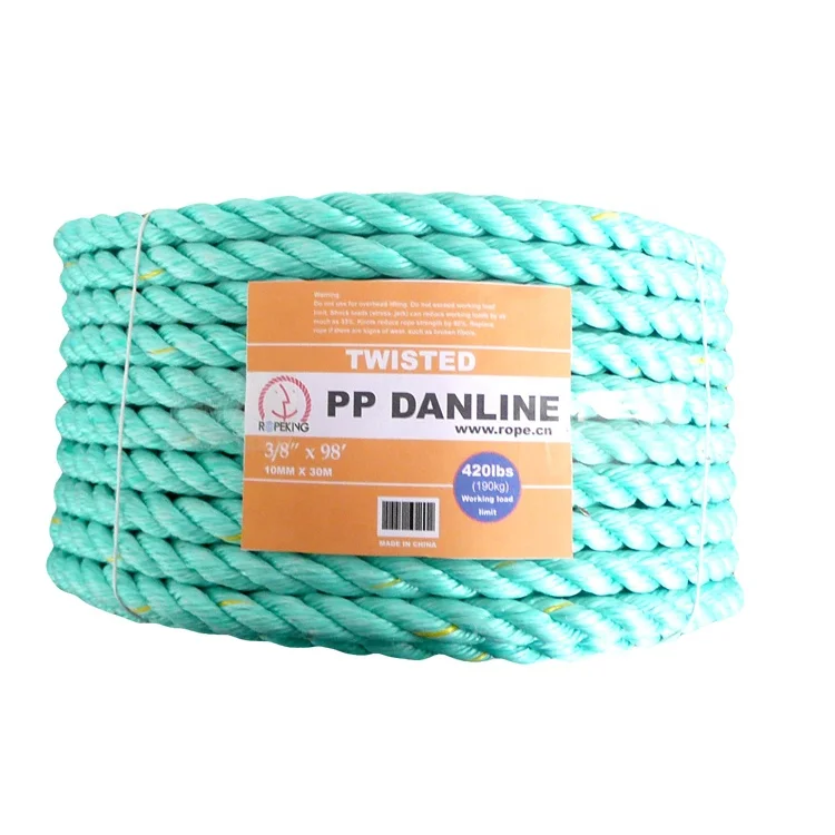 Высокое качество 3 нитка твист полипропиленовая веревка цвета морской волны polysteel pp danline для