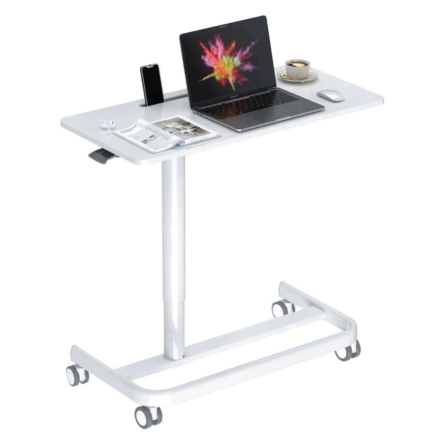 V-mounts Ergonomic Manual Adjustable Standing Desk for Laptops for Living Room Dining School Use with Lockable Wheels