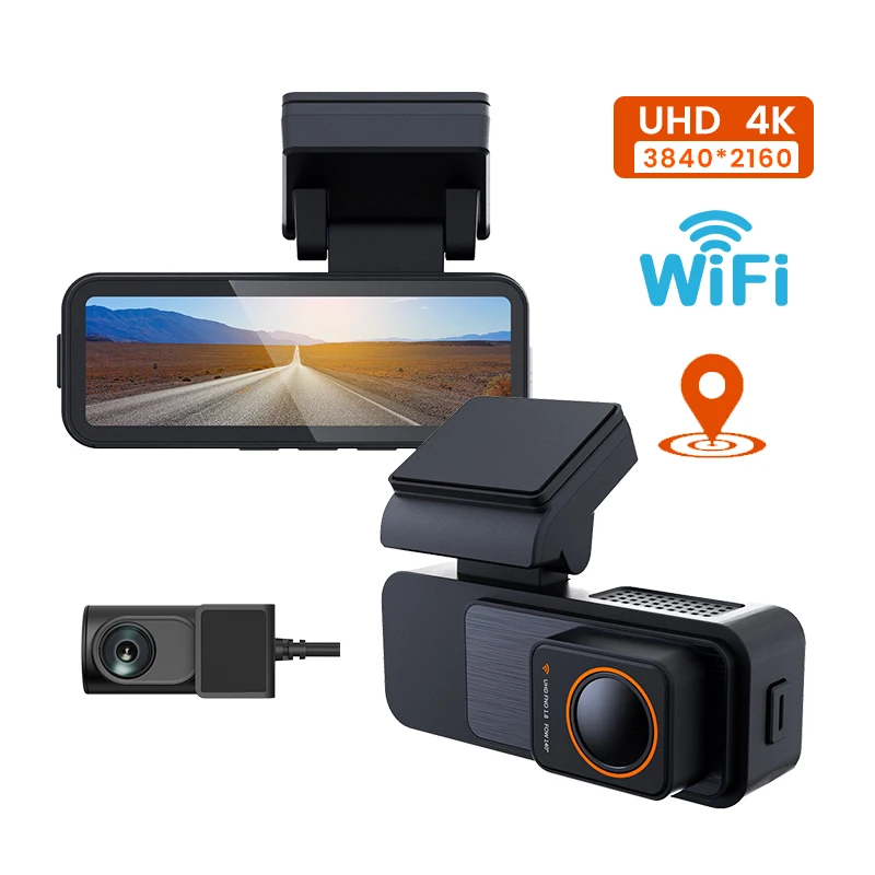 dual lens 4k mini dash cam with wifi gps logger fit max 512g card night vision car camera