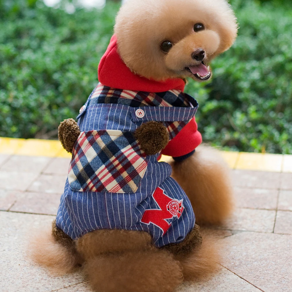 Superpets wholesale pet clothes warm soft grid pattern pet dog hoodies jacket winter cloth