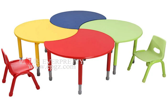 Preschool Furniture Kids Reading Table Plastic Study Desk Chair Set for Kids Team Work