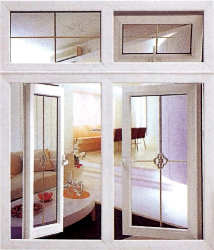 PVC/UPVC Casement Windows Outward Swing Double Glazed Glass Window With Mosquito Mesh  For House