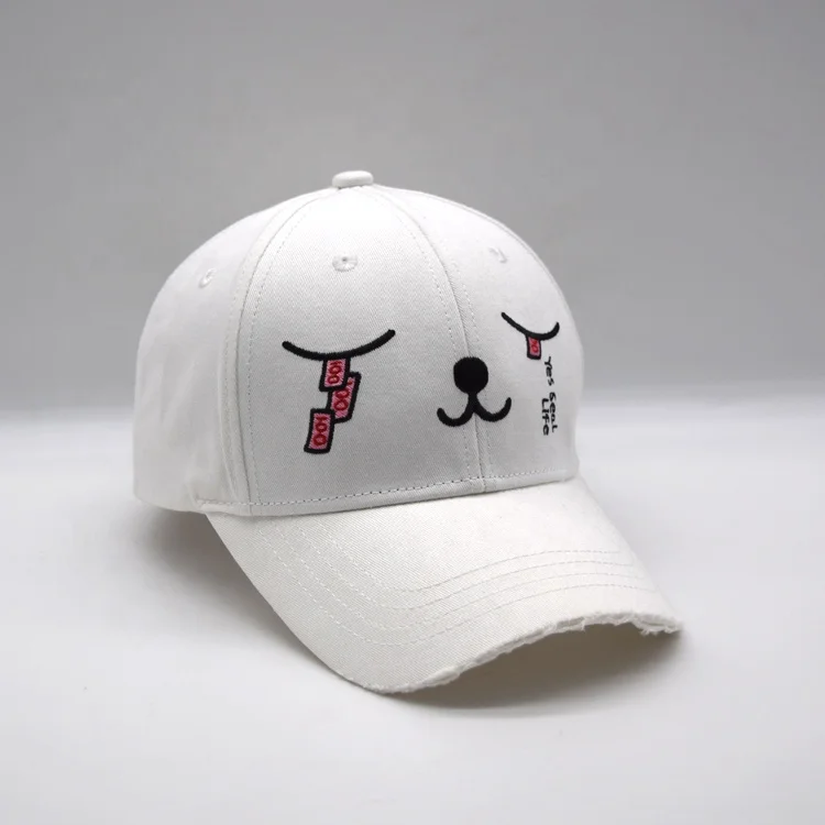 Design embroidery cute baseball cap hat brim grinding sports cap customized hat brim burrs baseball cap