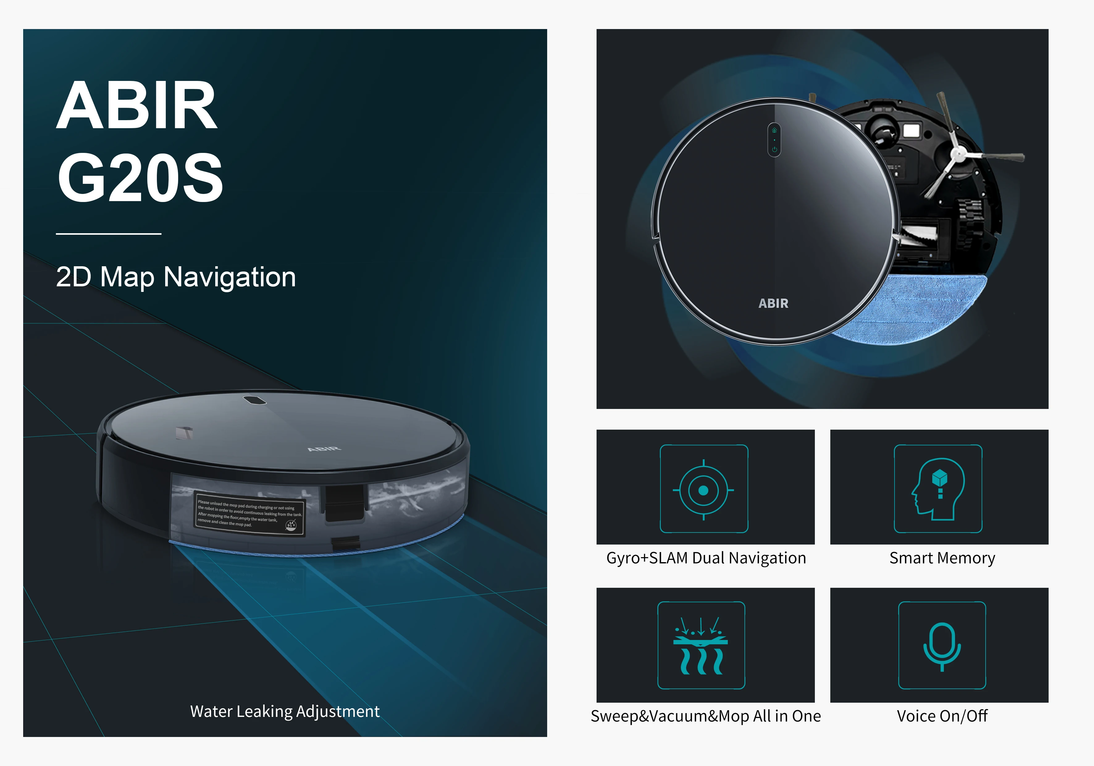 ABIR R20S Smart Robot Vacuum Cleaner Multifunctional Super Quiet Vacuuming Mopping Humidifying For Home Use Home Appliance