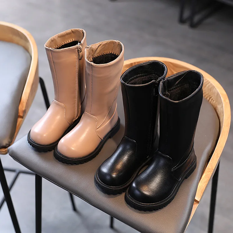 2022 Hot Selling Low MOQ Wholesale Winter Kids Boots Anti-Slip and Comfortable Zipper Style High-top Snow Martin Boots