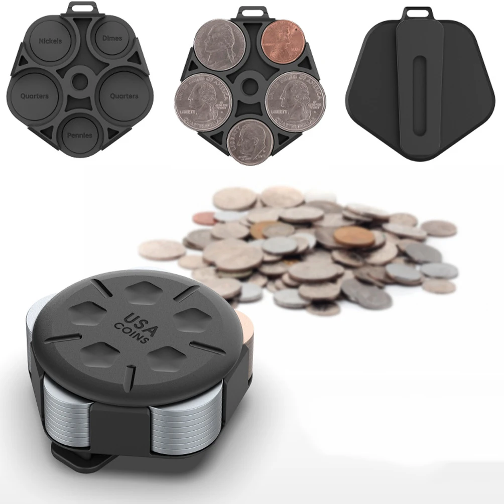1pc Coin Storage Box Plastic Coins Dispenser Multi-functional Wallet Portable Outdoor Money Boxes Organizer