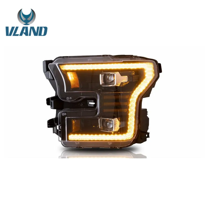 VLAND заводской Запуск анимации Янтарный DRL Raptor 2016-2021 полный светодиодный Передний фонарь 2015 2016 2017 светодиодные фары для Ford F150