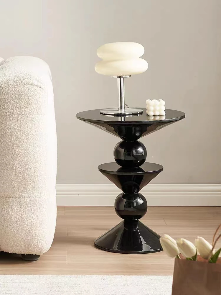 Stylish Black Round Wood Side Table Modern Pedestal Base Apartment decoration table