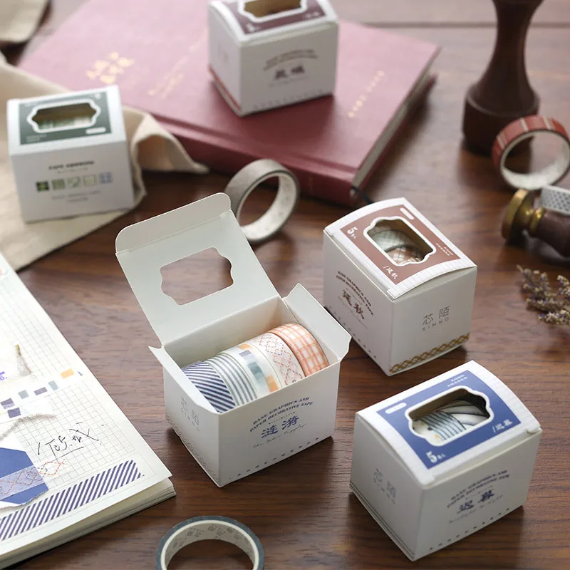 LABON DIY Decorative Simple Geometric Colorful Basic Shapes Washi Tape Set For Journaling