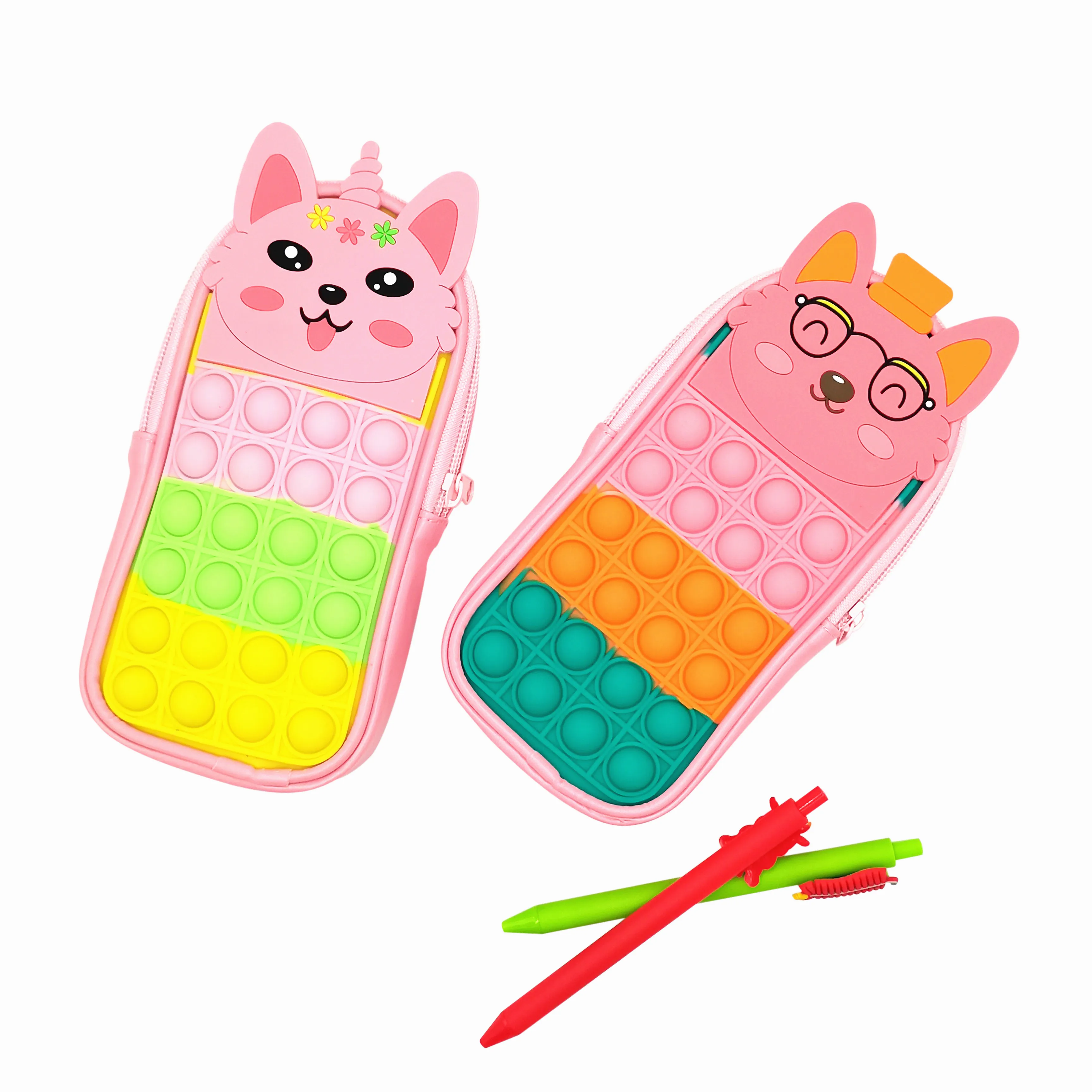 2022 new design colorful small  Fidget toys big capacity pencil pen case  for office college schools