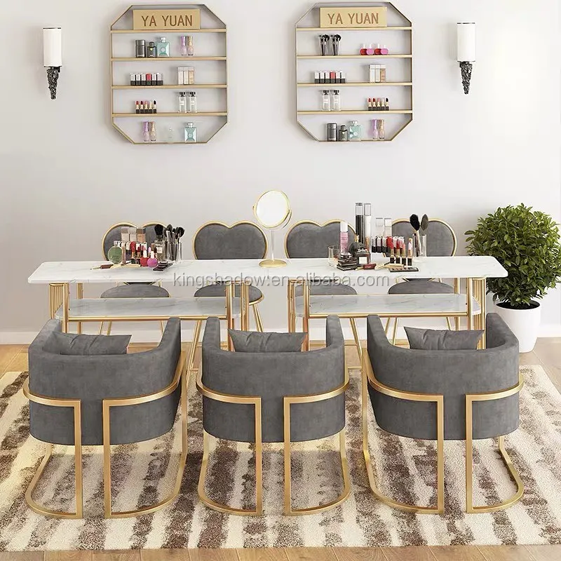 Nail Salon Furniture Pink Manicure Desk Marble Nail Tables Manicure Nail Table