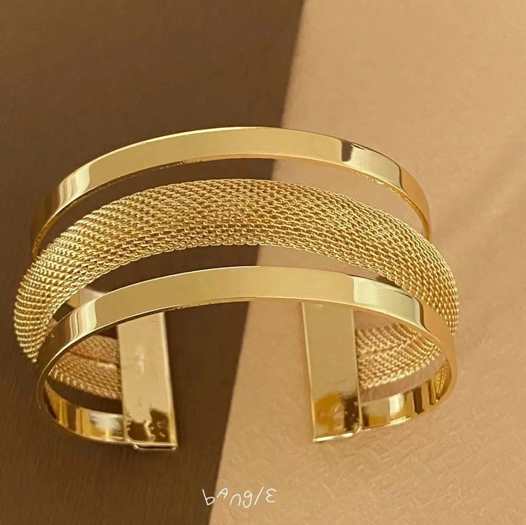 new design copper wide cuff bracelet bangles 18k gold exaggerated chunky bangle fashion jewelry women indian bangles