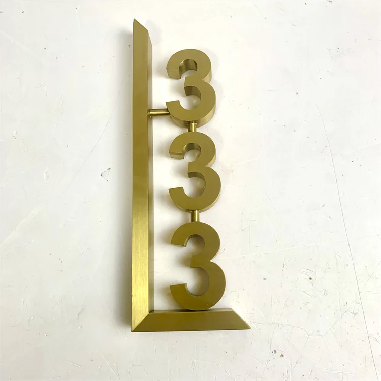 OEM ODM steel door number plates gold house sign number no illumination metal self-adhesive custom hotel room number plates