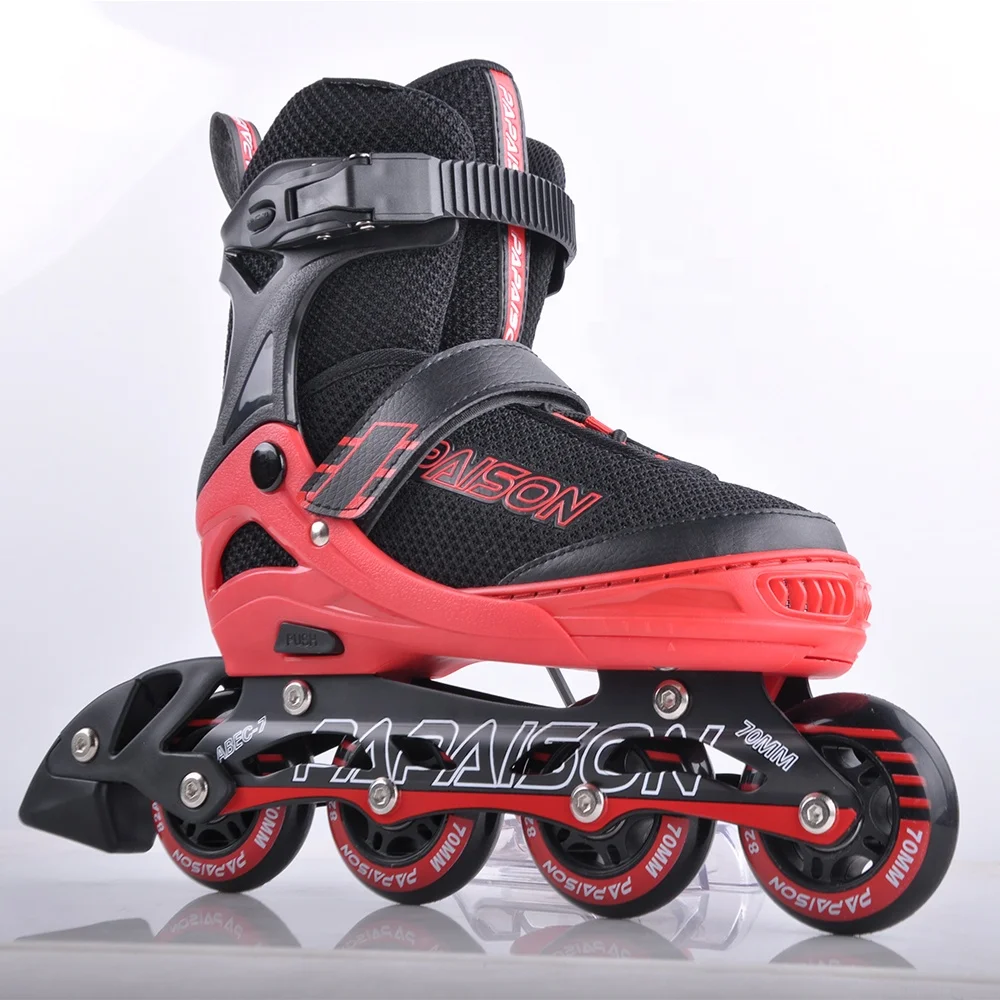 80mm 4 flashing wheels big  size fly knitting  red white ABEC-7 bearing  roller aggressive inline skates