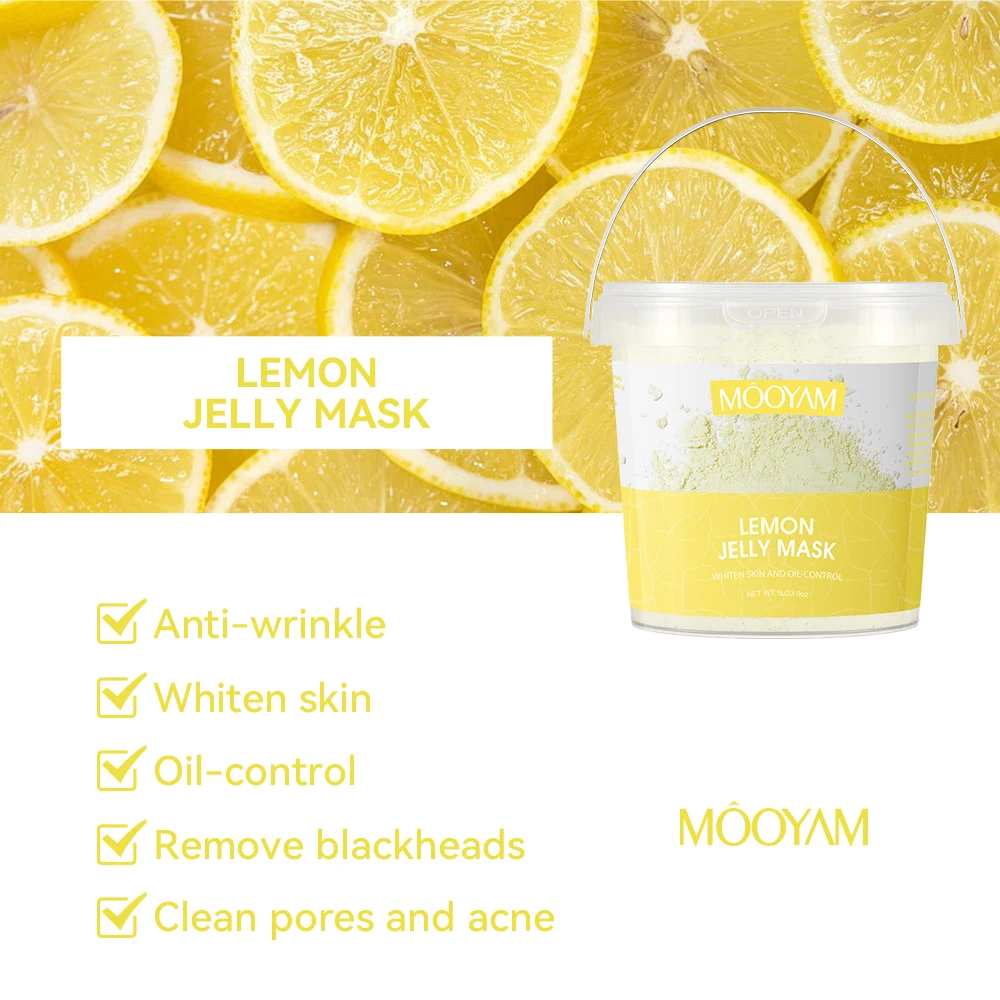 1L Lemon Jelly Mask Face Peel Off Moisturize Whitening MOOYAM 10 Flavors Jelly Clay Facial Clay Powder Jelly Mask