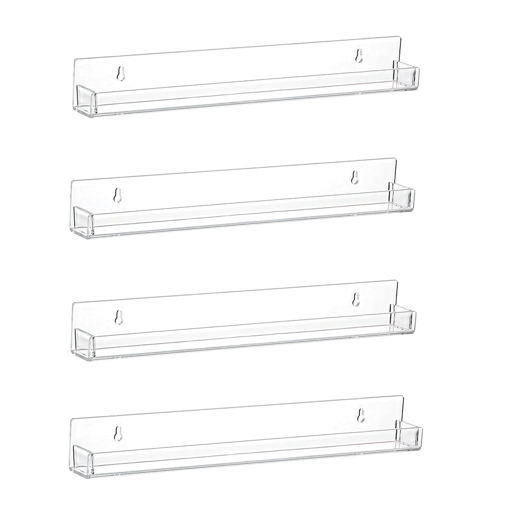 6 Pack Clear Acrylic Nail Polish Rack Wall Mounted Shelf Organizer Display