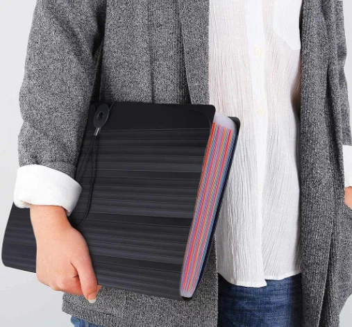 black document file folder Contact Paper Water Resistant File Holder 24 Pockets Expanding File Folder stationery