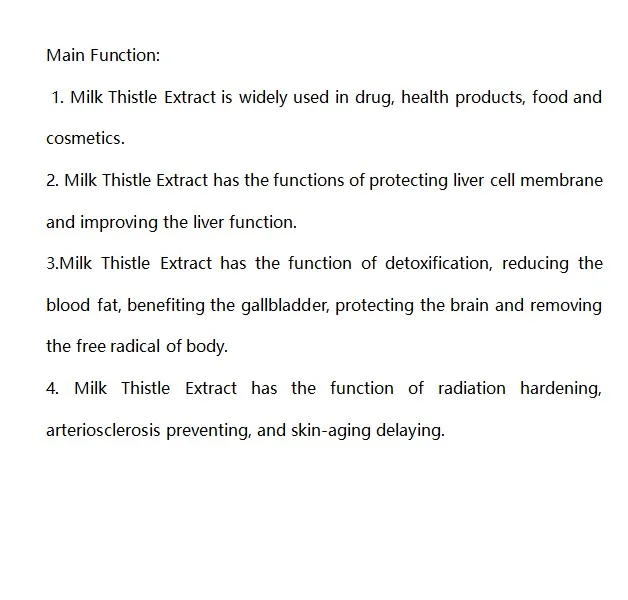 
High Quality Pure Silymarin 70% 80% UV milk thistle extract 