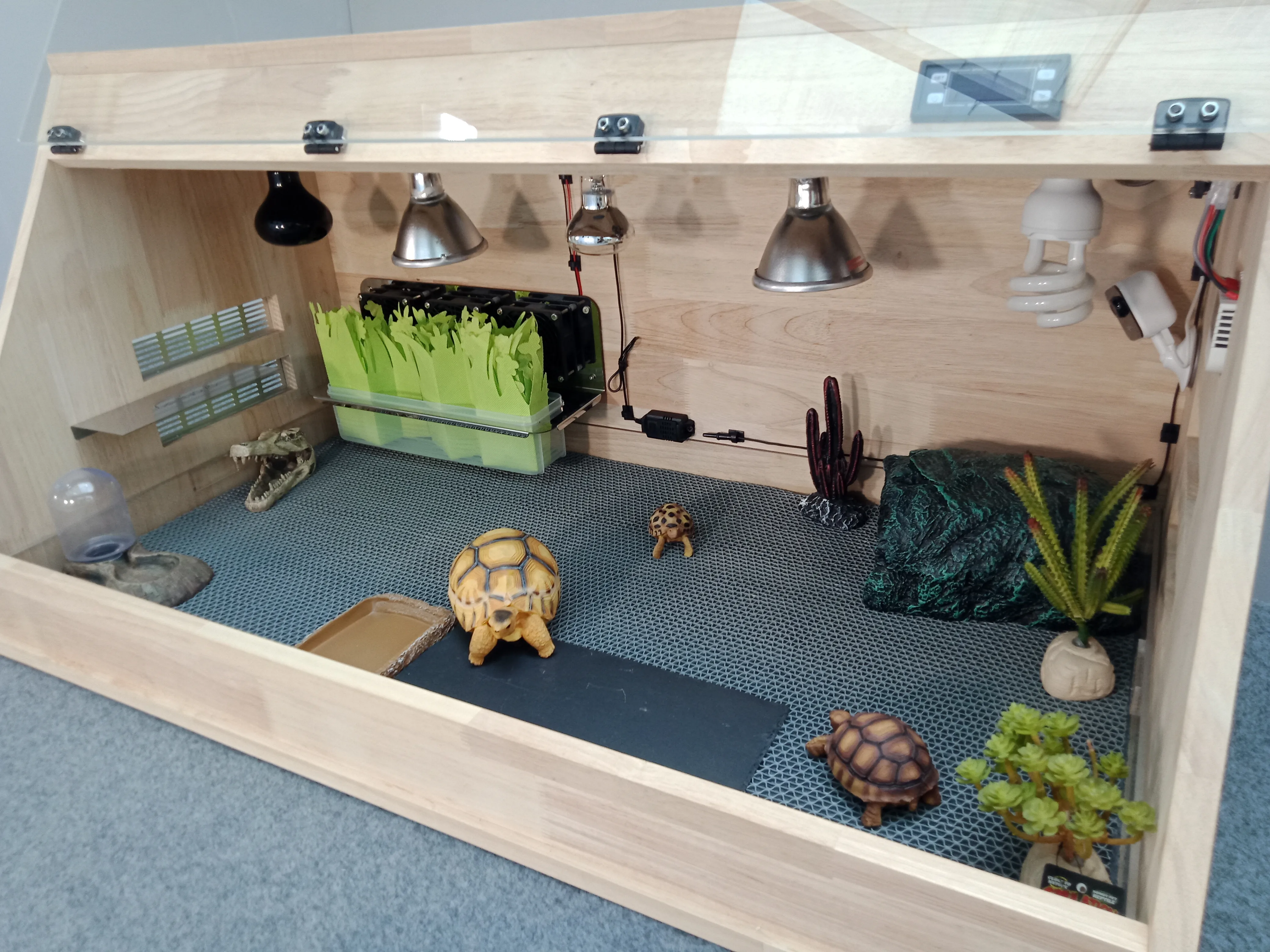 100*55*55cm solid wood intelligent dual temperature and humidity control oak cage for pet reptile live smart reptile product