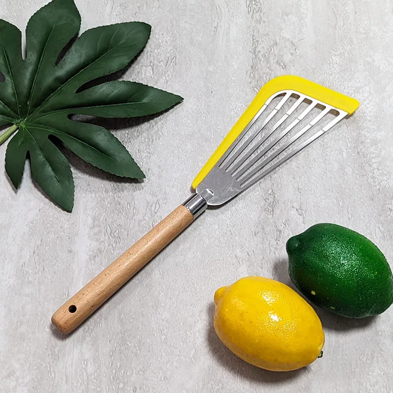 UJ-KT894 New Design Stainless Steel Spatula with Silicone Edge Silicone Fish Turner Slotted Turner