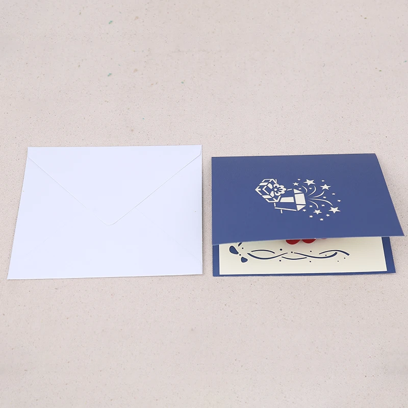 Elegant 3D Pop-Up Birthday Greeting Card Single Box Handicraft Manufacturer Anime Style Paper Gift Card