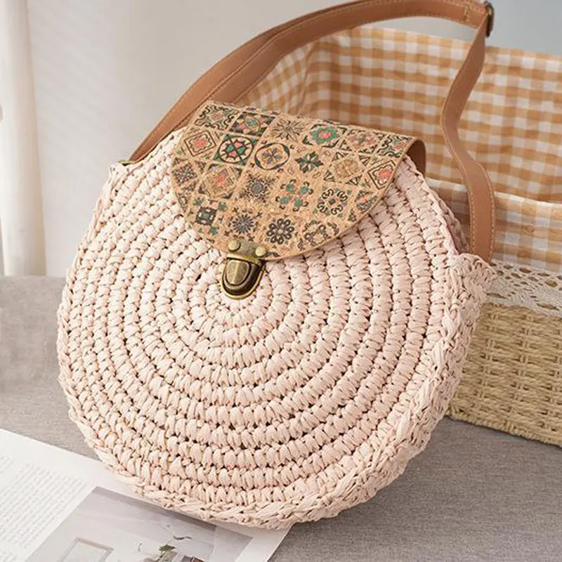 Gift bag wholesale wicker customize foldable shoulder strap women willow rattan insulated cooler picnic basket tote bag with lid