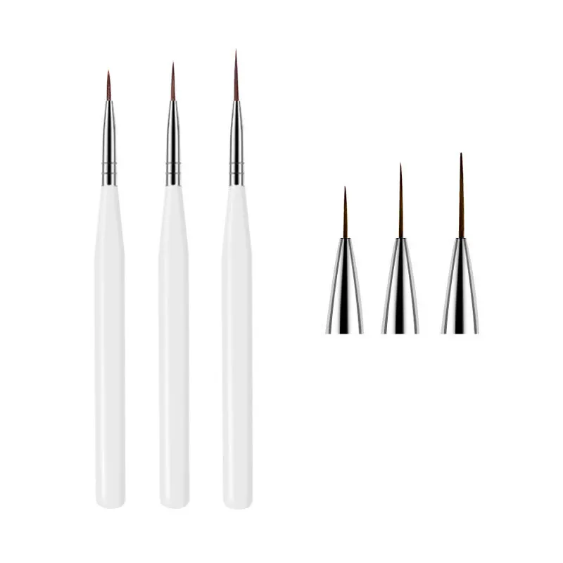 3Pcs French Stripe Nail Art Liner Brush Set 3D Tips Line Stripes DIY Drawing Pen UV Gel Brushes Painting Pen Manicure Tools