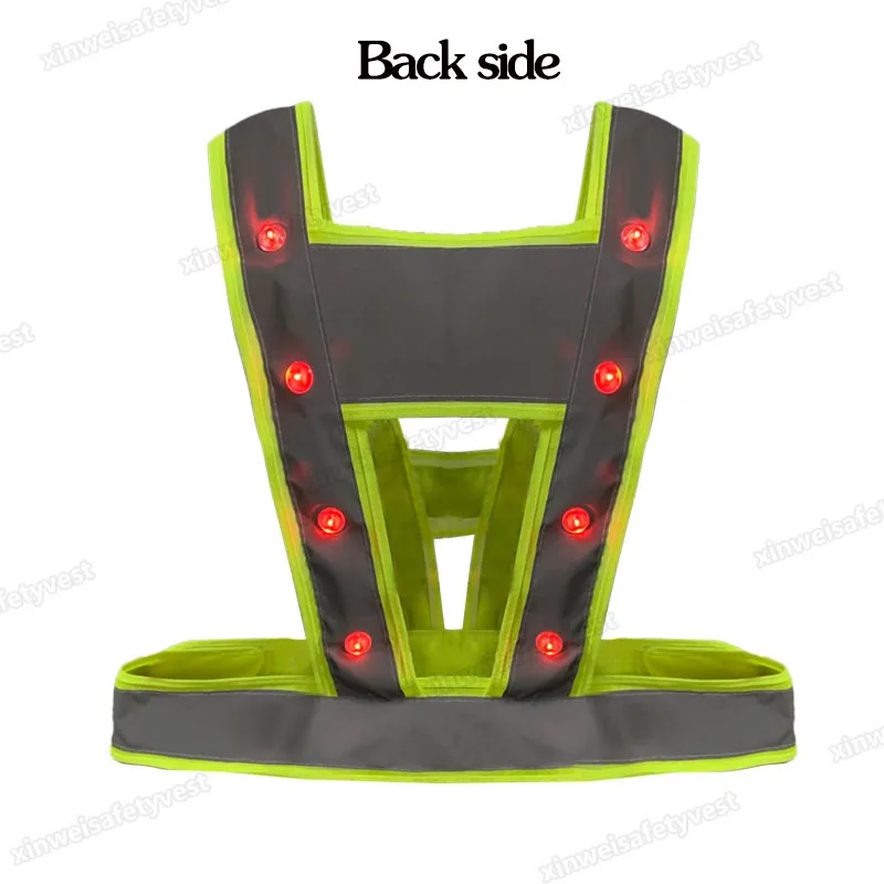 V Type Antifreezing LED Vest Hot Sell Light Models LED Reflective Safety Vest Running Flashing LED Reflective Clothing