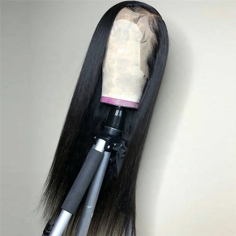 
Natural Black Silky Straight Brazilian Hair Transparent Swiss Lace Front Wigs 100% Virgin Human Hair Wigs 