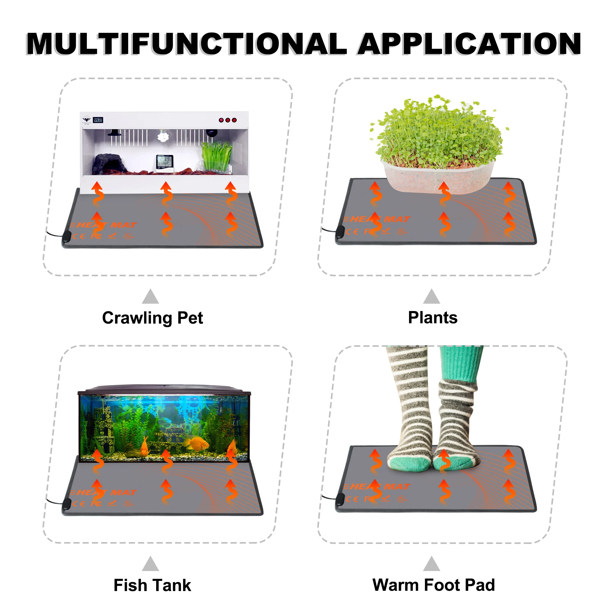 Mydays Tech Energy Efficient Waterproof Multi Functional Uniform Heating Reptile Heated Mat for Turtles Lizards Frogs