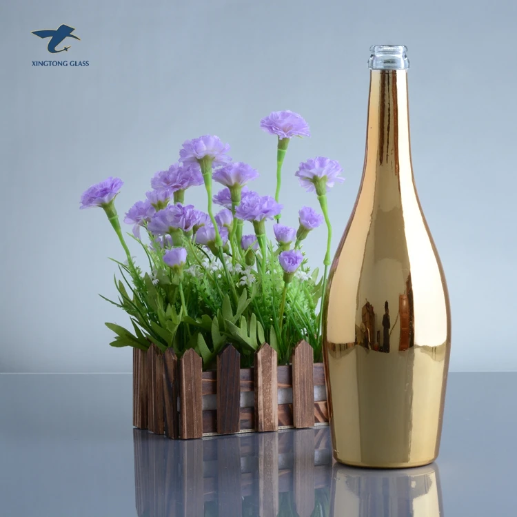 Classic Design Exquisite Emboss Gold Champagne Glass Bottle For Caps