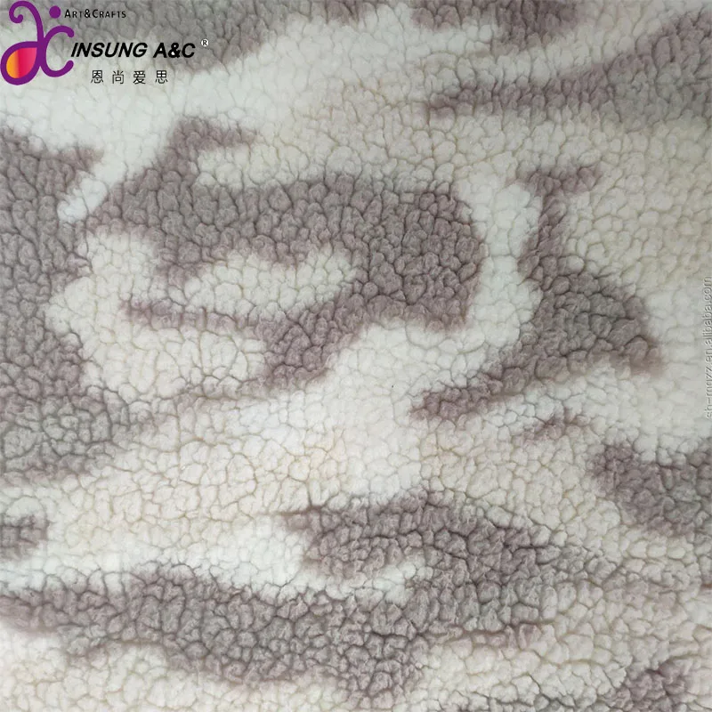 100% Polyester Knitted Flocking Curly Pile Sherpa Berber Fleece Plush fabric for Garment, Toy, Accessories