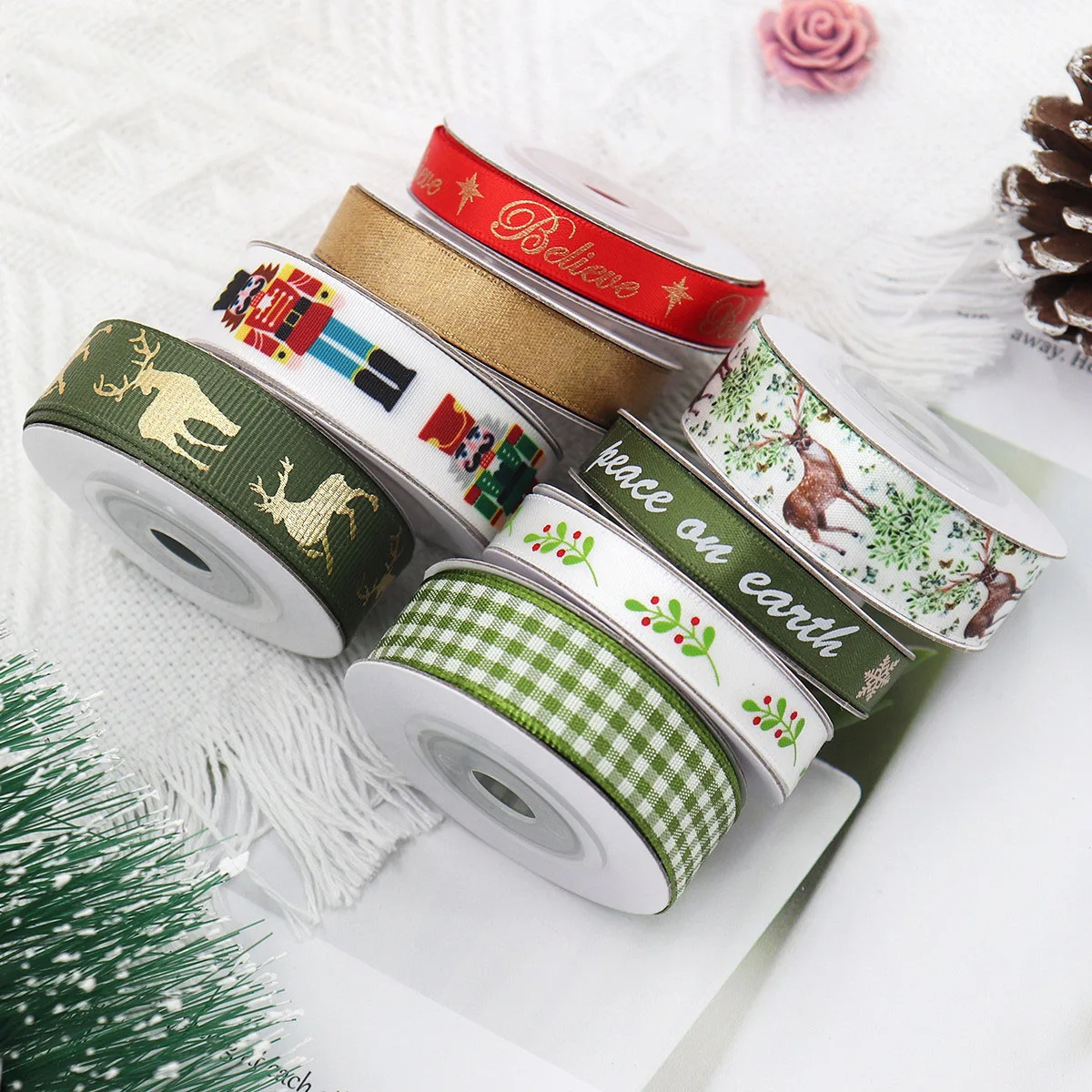 Christmas Set Series DIY Festive Decorations Ribbon Handmade Bow Ribbon Gift Wrap Ribbon