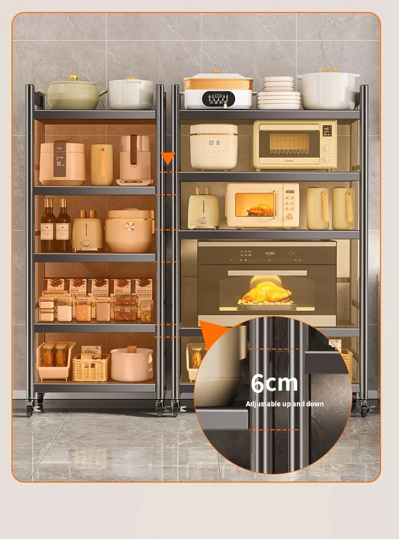 High Quality Strong Load Bearing Removable Kitchen Stackable Shelf Storage Cabinet