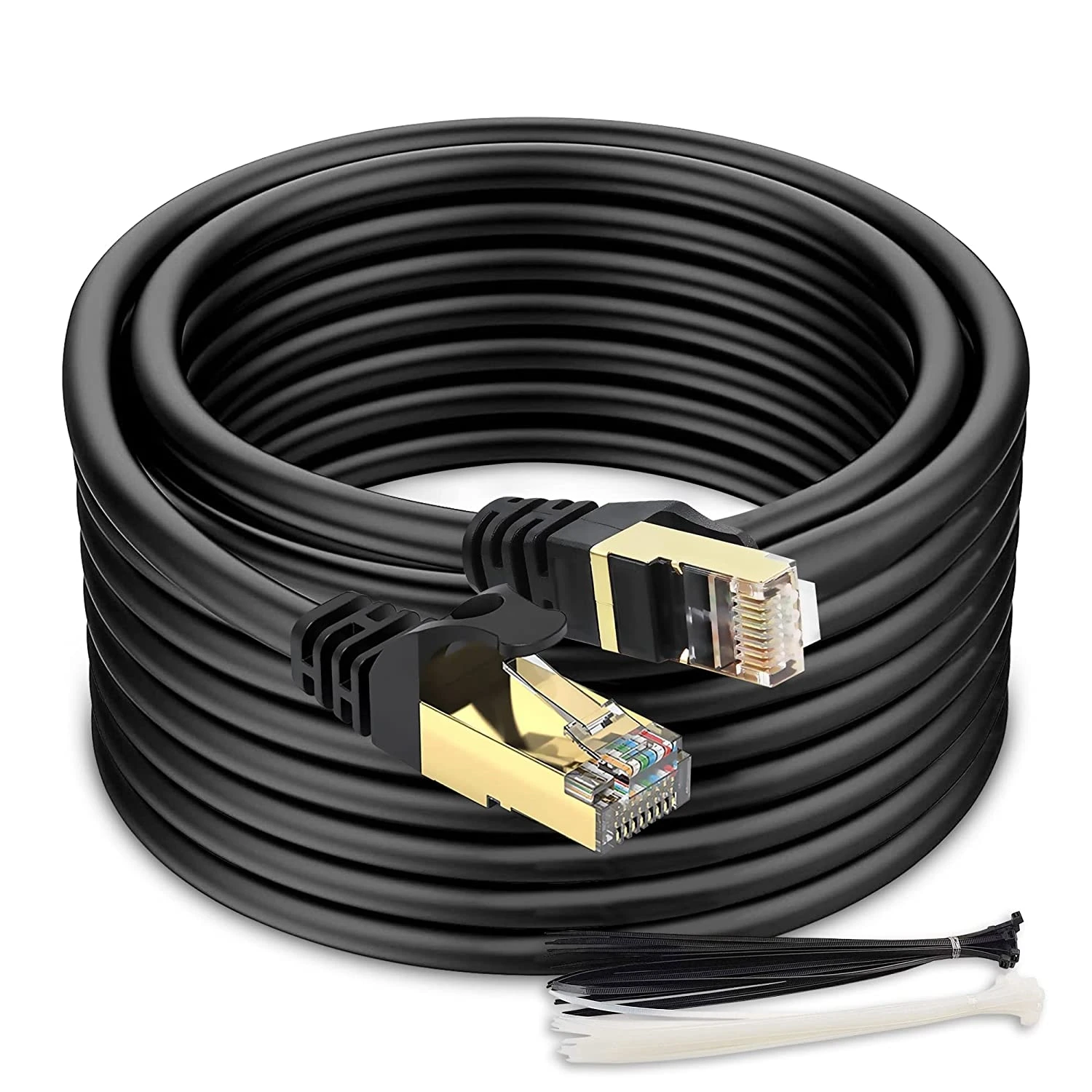 15 ft Shielded Cat 8 Ethernet Cable Network LAN Cable 40Gbps 2000Mhz - Cat8 High Speed Rj45 Cord Support Cat5/Cat6/Cat7