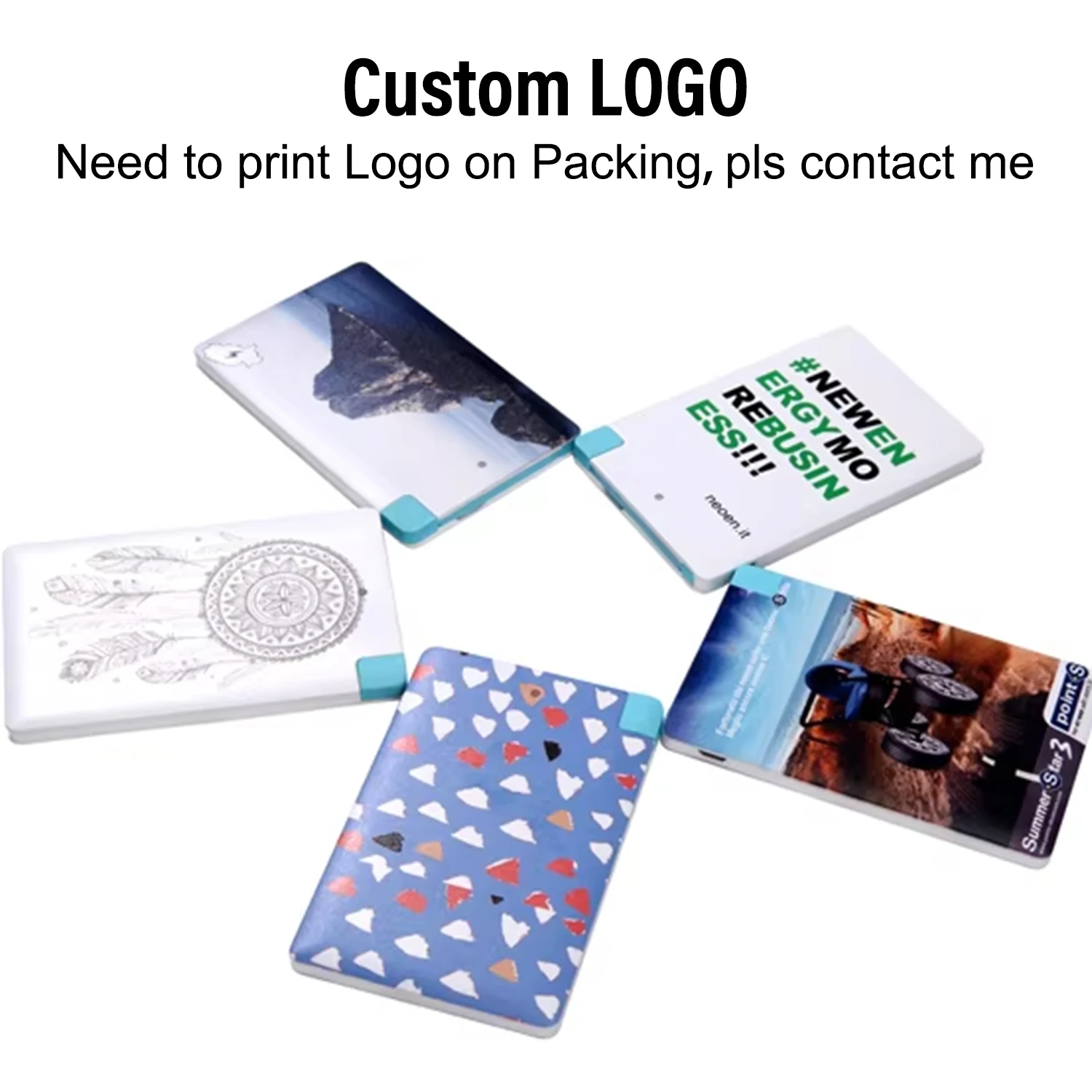 2024 Hot Selling Mini Thin Power Bank 2500mAh Built-In Cable Card Size Power Bank Credit Card Size Portable Power Bank