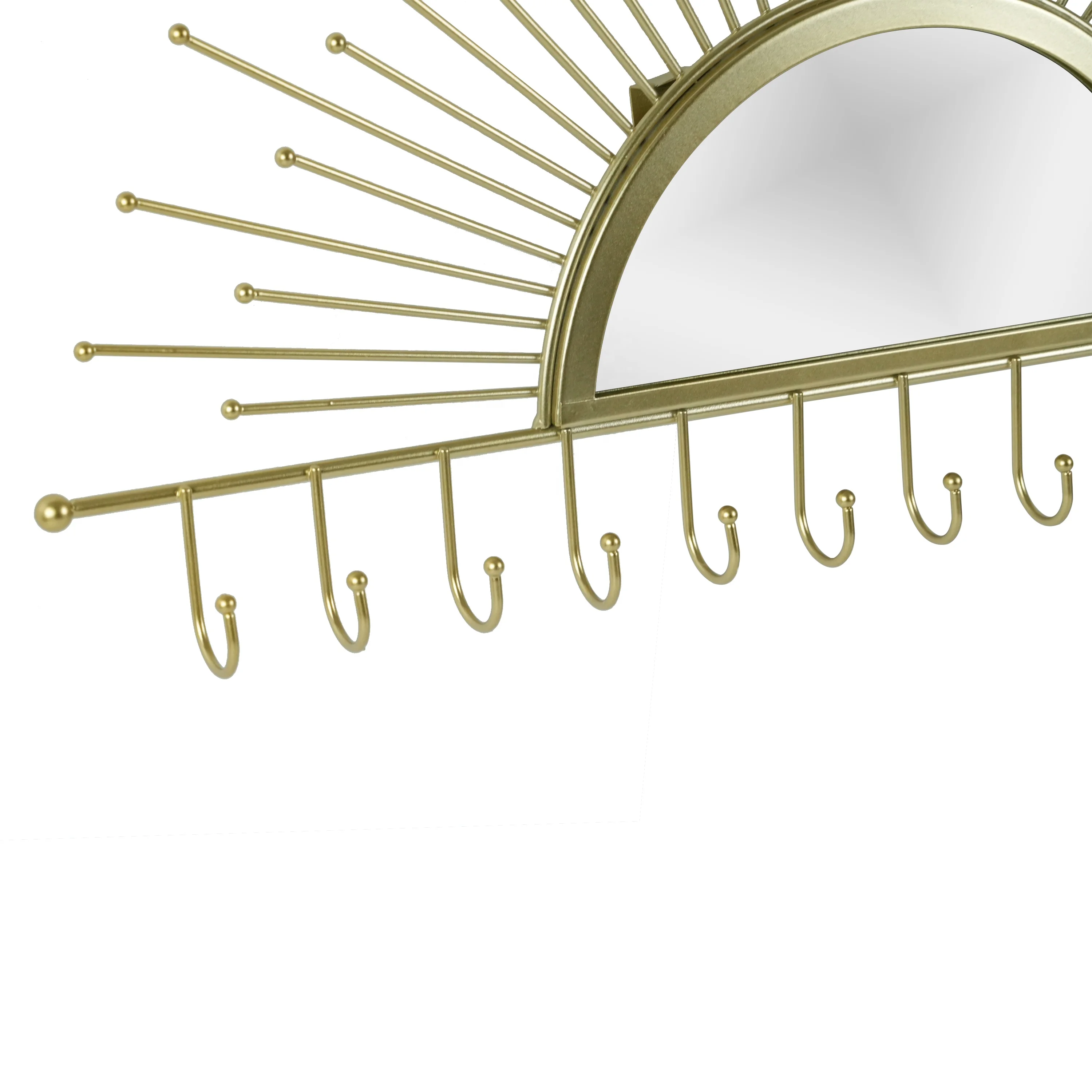Foryoudecor reusable multifunctional shiny golden sun bathroom living room wall hanging mirror key cloth hanger for daily use