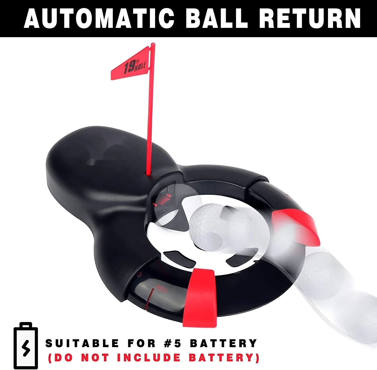 Golf Automatic Putting Ball Return Cup and Flag Putt Putter Plane Corrector Training for Indoor Outdoor Training Putter Practice
